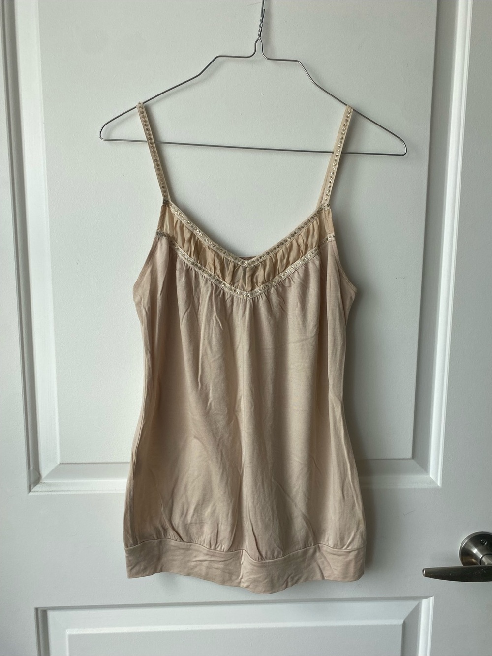 Express Beige Lace-Trim Camisole Tank Top